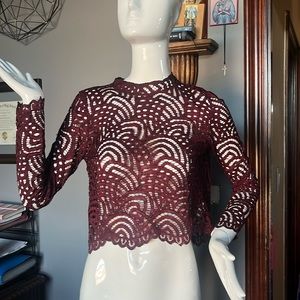 NWT bobiBlack sz Small wine Lacey overlay/Top